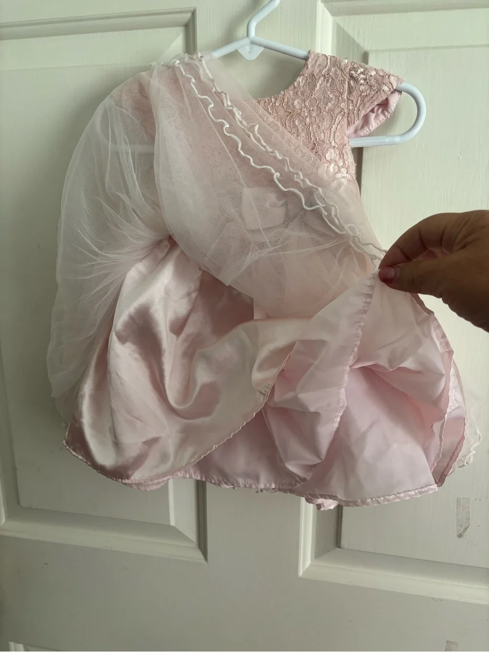 Bonnie Baby Pale Pink Lace & Tulle Party Dress with Bow Sash